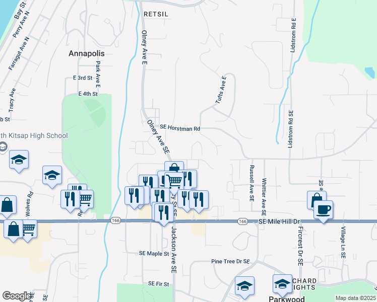 map of restaurants, bars, coffee shops, grocery stores, and more near 780 Courage Court in Port Orchard