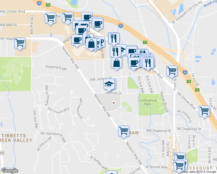 map of restaurants, bars, coffee shops, grocery stores, and more near 785 6th Avenue Northwest in Issaquah