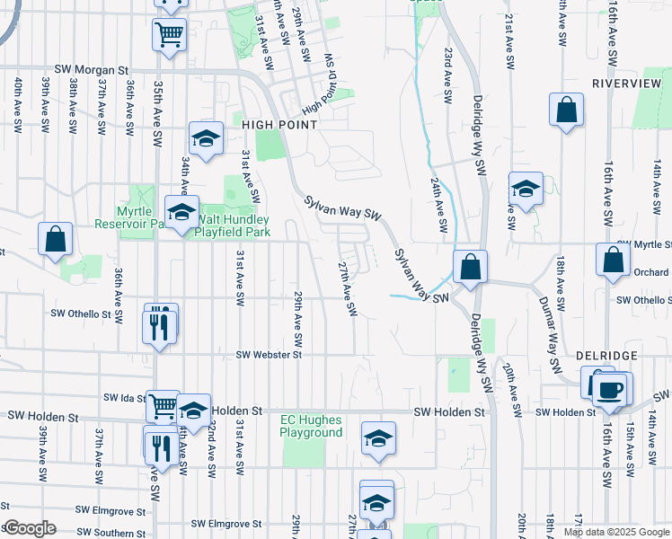 map of restaurants, bars, coffee shops, grocery stores, and more near 7138 28th Avenue Southwest in Seattle