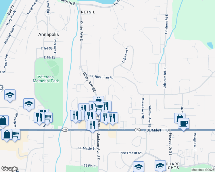 map of restaurants, bars, coffee shops, grocery stores, and more near 780 Courage Court in Port Orchard