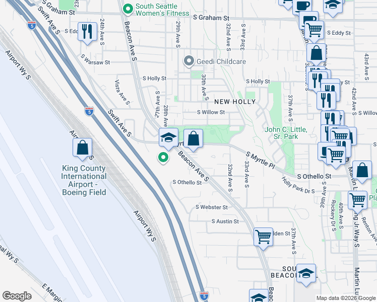 map of restaurants, bars, coffee shops, grocery stores, and more near 7144 Beacon Avenue South in Seattle