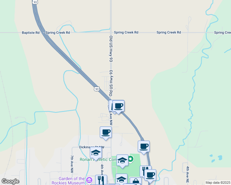 map of restaurants, bars, coffee shops, grocery stores, and more near 47414-47468 U.S. 93 in Ronan