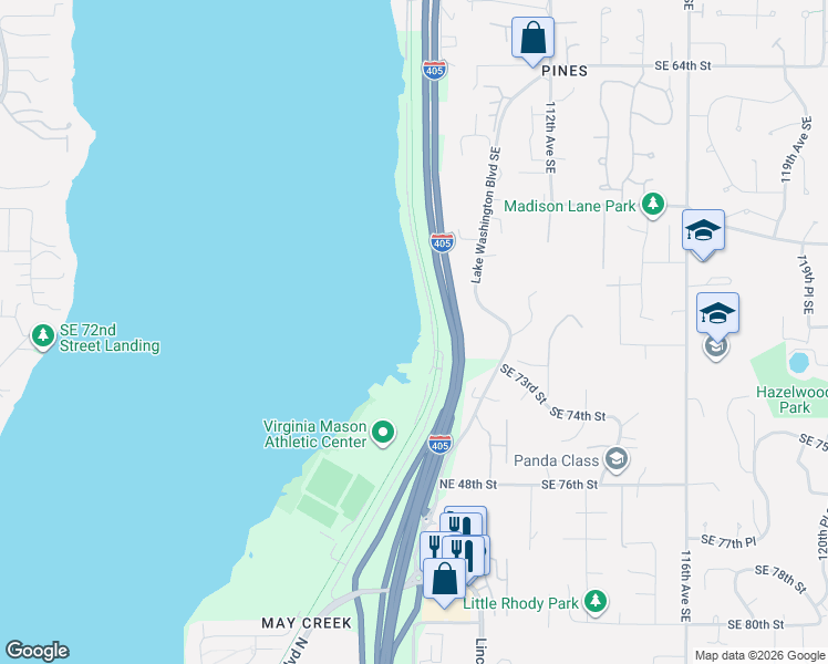 map of restaurants, bars, coffee shops, grocery stores, and more near 7023 Ripley Lane North in Renton