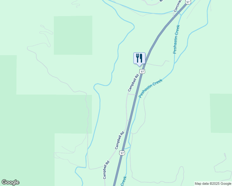 map of restaurants, bars, coffee shops, grocery stores, and more near 6716 1/2 Campbell Road in Peshastin
