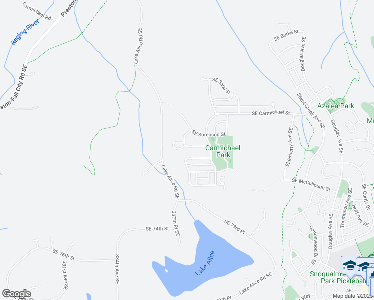 map of restaurants, bars, coffee shops, grocery stores, and more near 33807 Southeast Tibbits Street in Snoqualmie