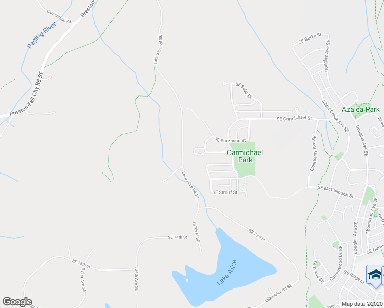 map of restaurants, bars, coffee shops, grocery stores, and more near 6827 Southeast Gove Street in Snoqualmie