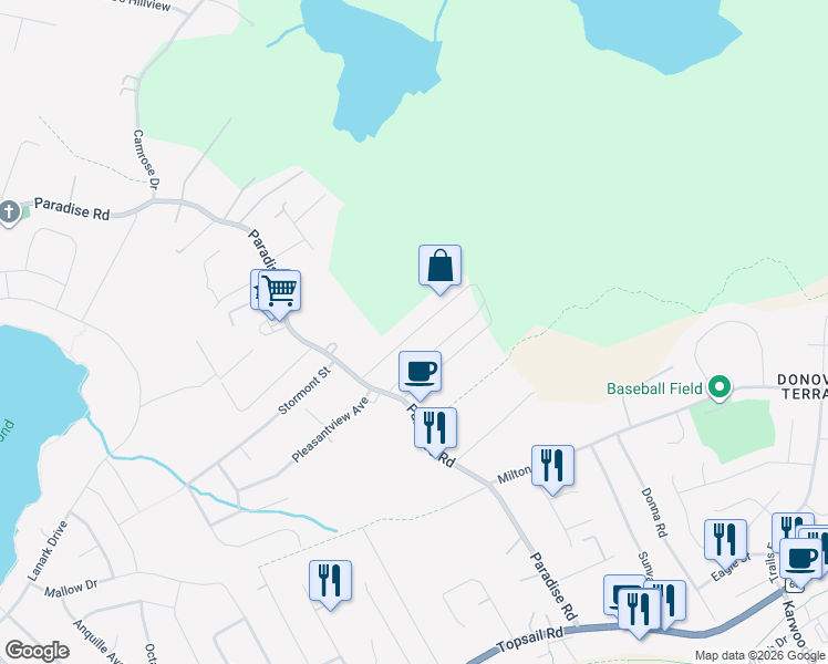 map of restaurants, bars, coffee shops, grocery stores, and more near Janals Road in Paradise