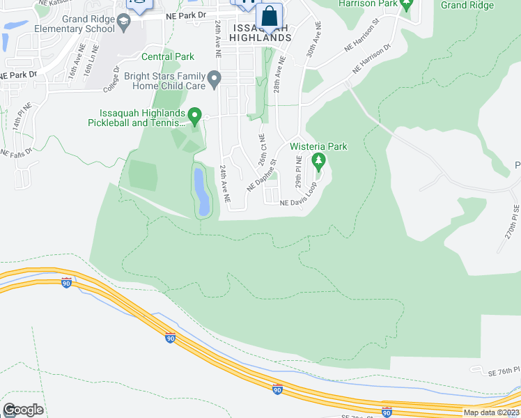 map of restaurants, bars, coffee shops, grocery stores, and more near 2473 Northeast Davis Loop in Issaquah