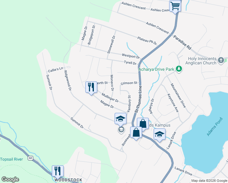 map of restaurants, bars, coffee shops, grocery stores, and more near 39 Monaco Drive in Paradise