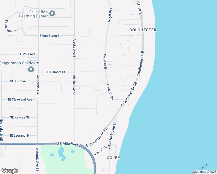 map of restaurants, bars, coffee shops, grocery stores, and more near 7931 Southeast Puget Heights Lane in Port Orchard