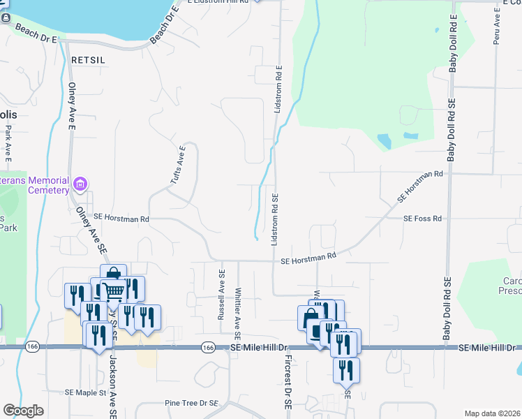 map of restaurants, bars, coffee shops, grocery stores, and more near 2107 Kelp Place East in Port Orchard