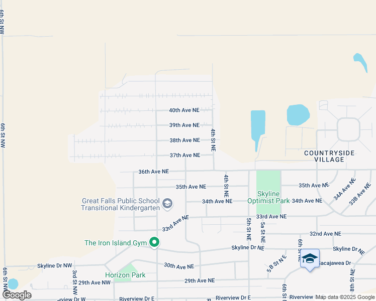 map of restaurants, bars, coffee shops, grocery stores, and more near 301 37th Ave NE in Great Falls