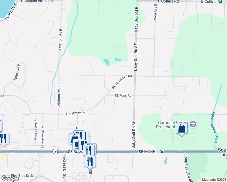map of restaurants, bars, coffee shops, grocery stores, and more near 4563 Southeast Foss Road in Port Orchard