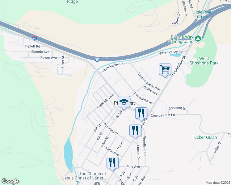map of restaurants, bars, coffee shops, grocery stores, and more near Main Street in Pinehurst