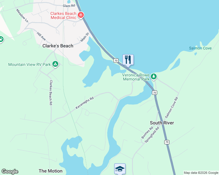 map of restaurants, bars, coffee shops, grocery stores, and more near 20 Kavanaghs Road in South River