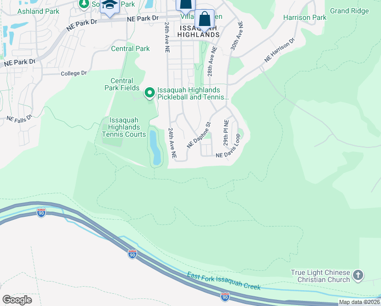 map of restaurants, bars, coffee shops, grocery stores, and more near 2483 Northeast Daphne Street in Issaquah
