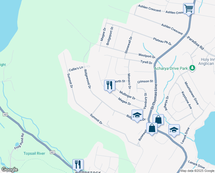 map of restaurants, bars, coffee shops, grocery stores, and more near 36 Ellsworth Street in Paradise