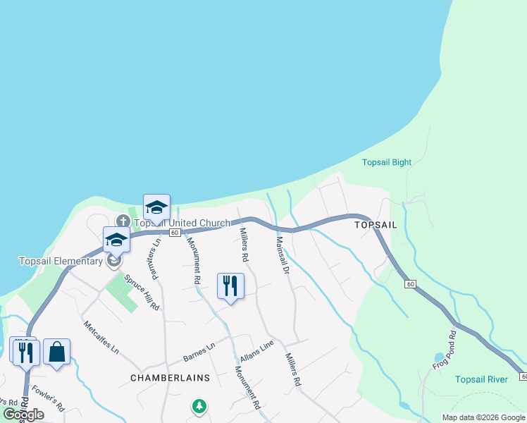 map of restaurants, bars, coffee shops, grocery stores, and more near in Conception Bay South