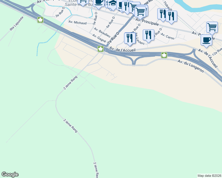 map of restaurants, bars, coffee shops, grocery stores, and more near Rue Baseley in Dégelis