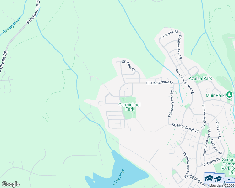 map of restaurants, bars, coffee shops, grocery stores, and more near 33908 Southeast Sorenson Street in Snoqualmie