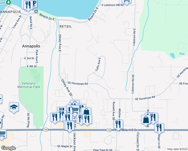 map of restaurants, bars, coffee shops, grocery stores, and more near 3500 East Calistoga Court in Port Orchard