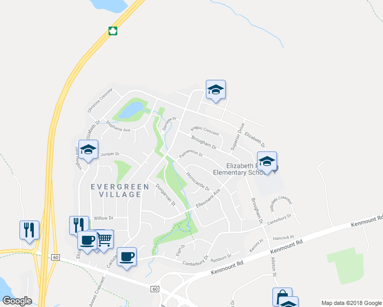 map of restaurants, bars, coffee shops, grocery stores, and more near 12 Palmerston Drive in Paradise