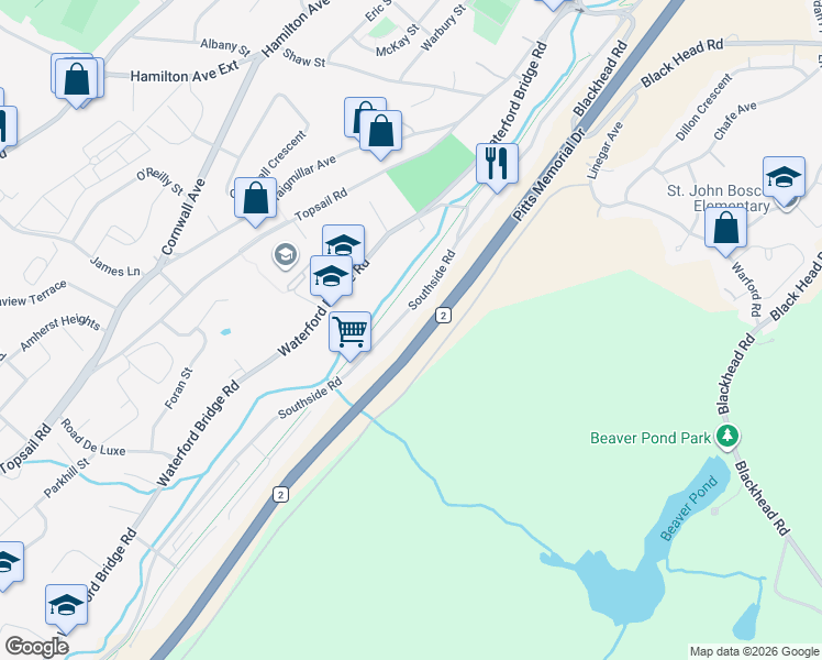 map of restaurants, bars, coffee shops, grocery stores, and more near 579 Southside Road in St. John's