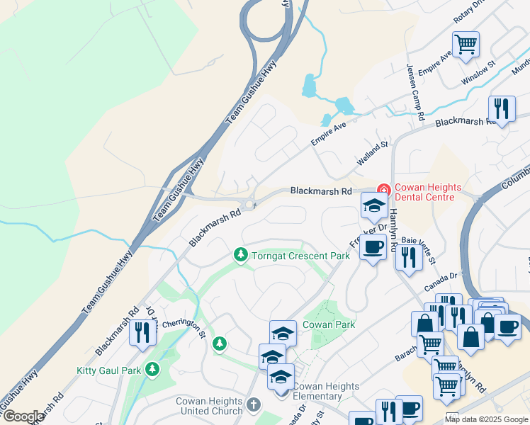map of restaurants, bars, coffee shops, grocery stores, and more near 27 A Wabush Place in St. John's