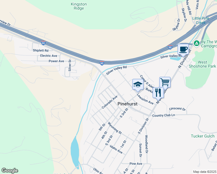map of restaurants, bars, coffee shops, grocery stores, and more near 616 Main Street in Pinehurst