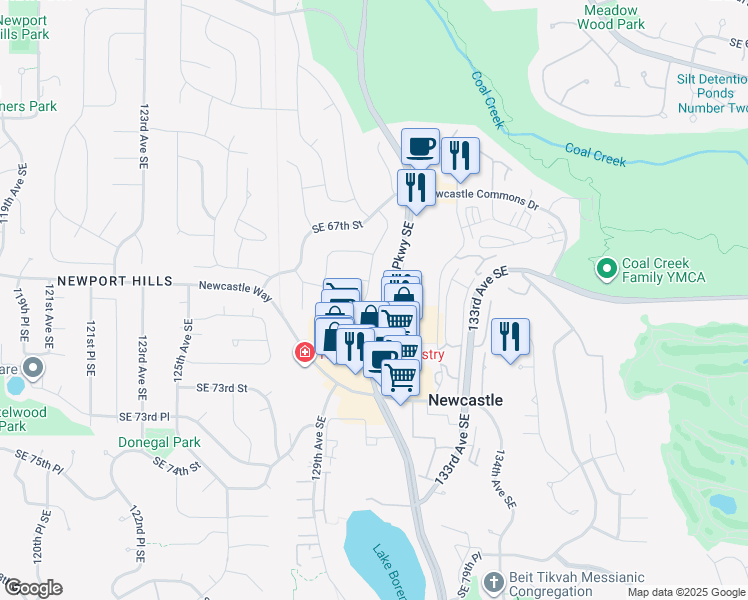 map of restaurants, bars, coffee shops, grocery stores, and more near 6900 131st Avenue Southeast in Bellevue