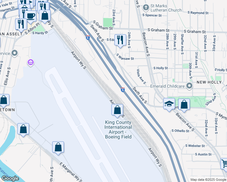 map of restaurants, bars, coffee shops, grocery stores, and more near in Seattle