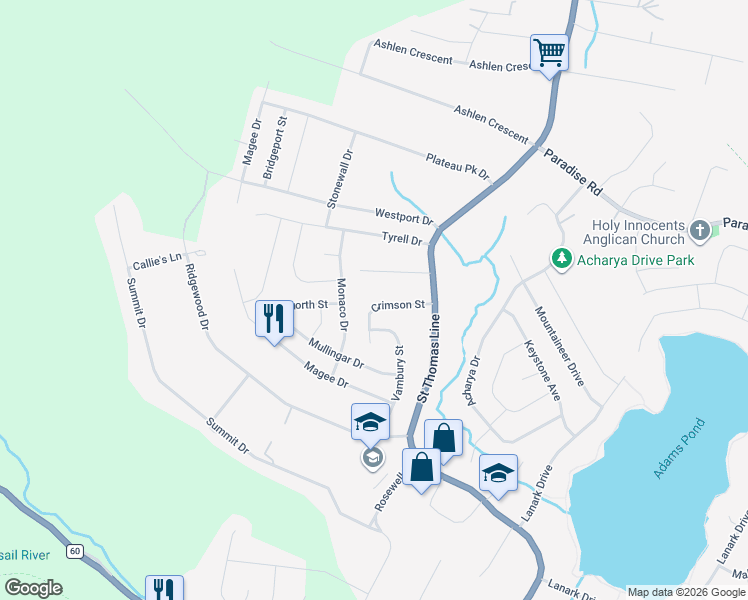 map of restaurants, bars, coffee shops, grocery stores, and more near 24 Crimson Street in Paradise