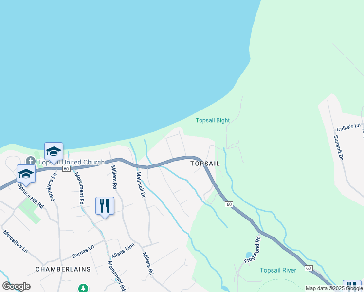 map of restaurants, bars, coffee shops, grocery stores, and more near 9 Carters Lane in Conception Bay South