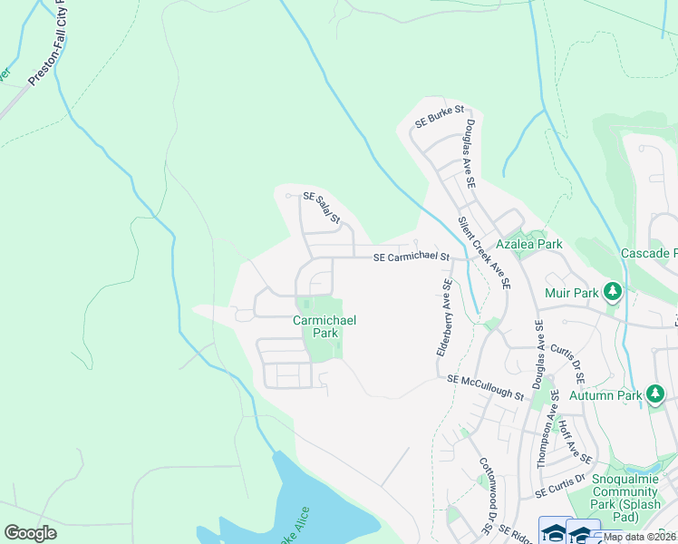 map of restaurants, bars, coffee shops, grocery stores, and more near 6628 Quigley Avenue Southeast in Snoqualmie