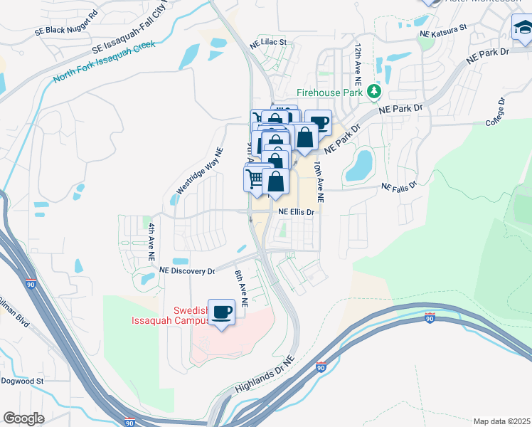 map of restaurants, bars, coffee shops, grocery stores, and more near in Issaquah