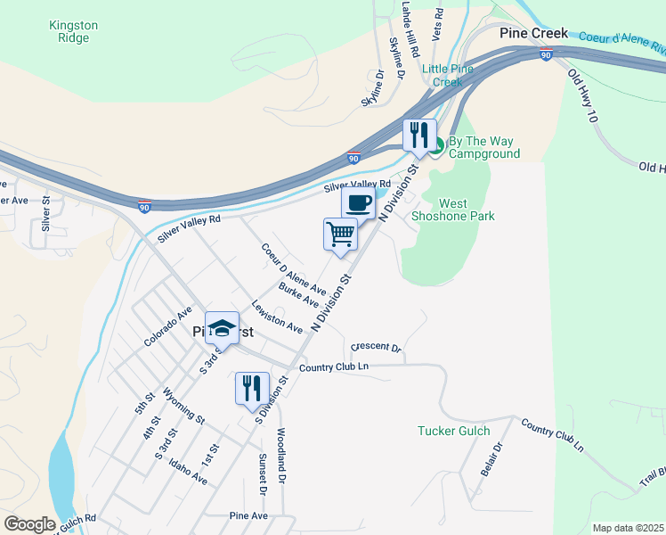 map of restaurants, bars, coffee shops, grocery stores, and more near 409 North 1st Street in Pinehurst