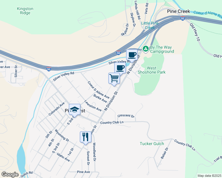 map of restaurants, bars, coffee shops, grocery stores, and more near 409 North 1st Street in Pinehurst