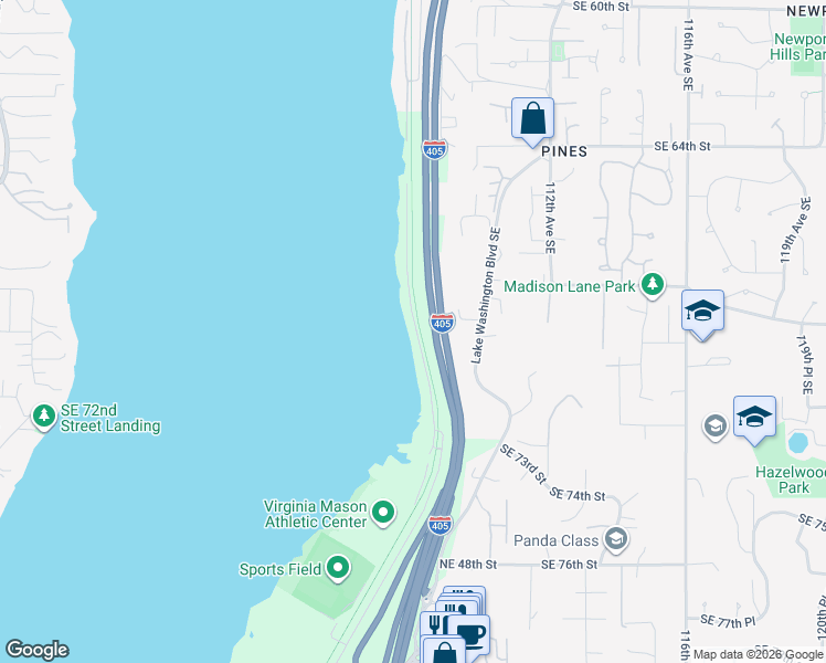 map of restaurants, bars, coffee shops, grocery stores, and more near 6827 Ripley Lane South East in Renton