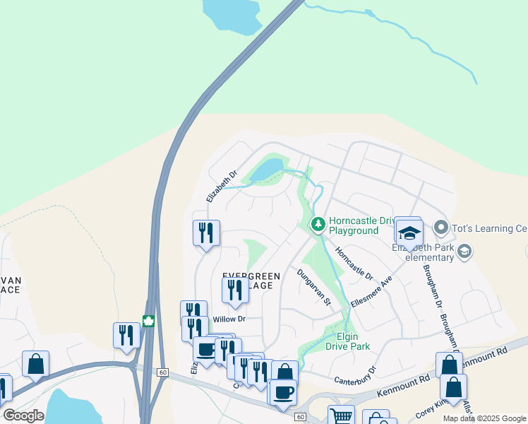 map of restaurants, bars, coffee shops, grocery stores, and more near 8 Ashley Place in Paradise
