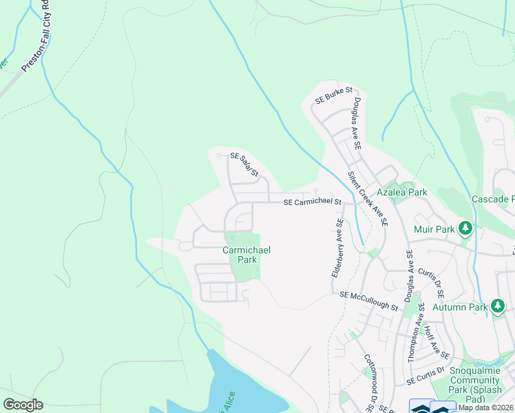 map of restaurants, bars, coffee shops, grocery stores, and more near 6628 Quigley Avenue Southeast in Snoqualmie