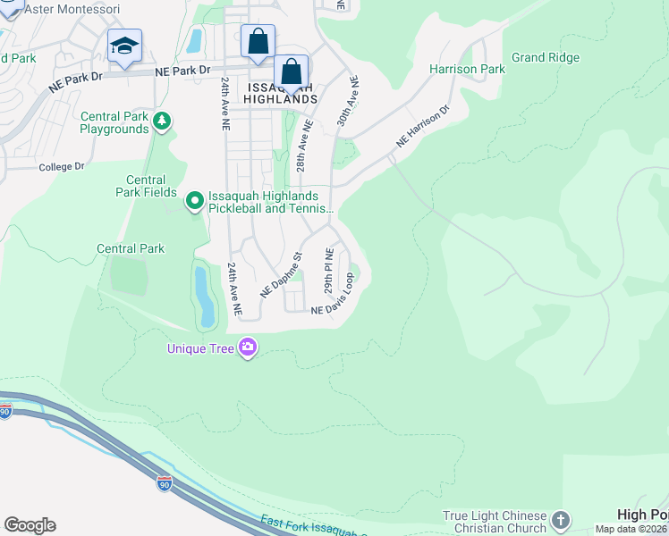 map of restaurants, bars, coffee shops, grocery stores, and more near 1474 29th Place Northeast in Issaquah