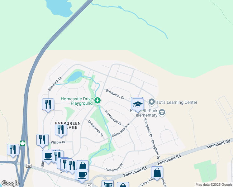 map of restaurants, bars, coffee shops, grocery stores, and more near 11 Brougham Drive in Paradise