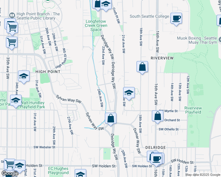 map of restaurants, bars, coffee shops, grocery stores, and more near in Seattle