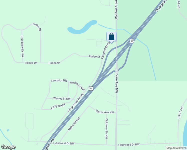map of restaurants, bars, coffee shops, grocery stores, and more near 7507 Fairgrounds Road Northwest in Bemidji