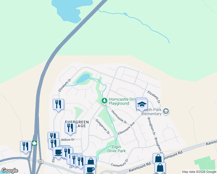 map of restaurants, bars, coffee shops, grocery stores, and more near 125 Carlisle Drive in Paradise