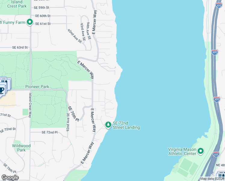 map of restaurants, bars, coffee shops, grocery stores, and more near 9668 Southeast 68th Street in Mercer Island