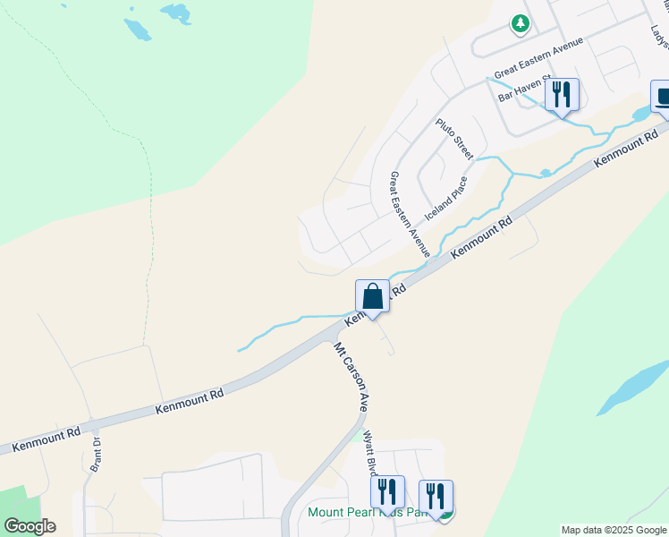 map of restaurants, bars, coffee shops, grocery stores, and more near 33 Leonard J. Cowley Street in St. John's