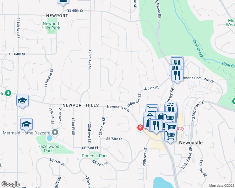 map of restaurants, bars, coffee shops, grocery stores, and more near 6691 127th Place Southeast in Bellevue