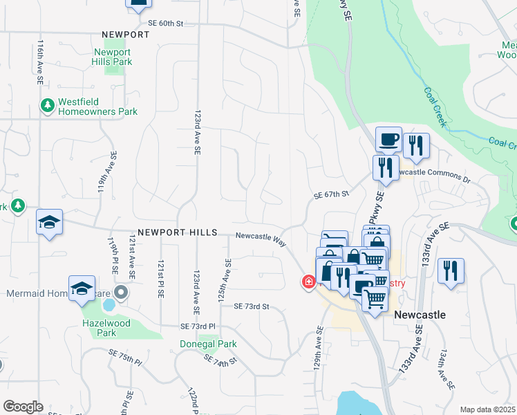 map of restaurants, bars, coffee shops, grocery stores, and more near 6691 127th Place Southeast in Bellevue