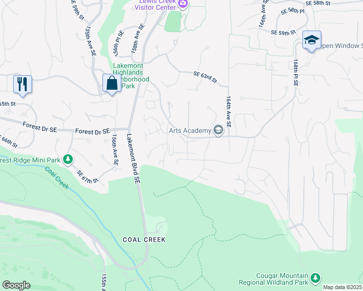 map of restaurants, bars, coffee shops, grocery stores, and more near 6788 161st Avenue Southeast in Bellevue
